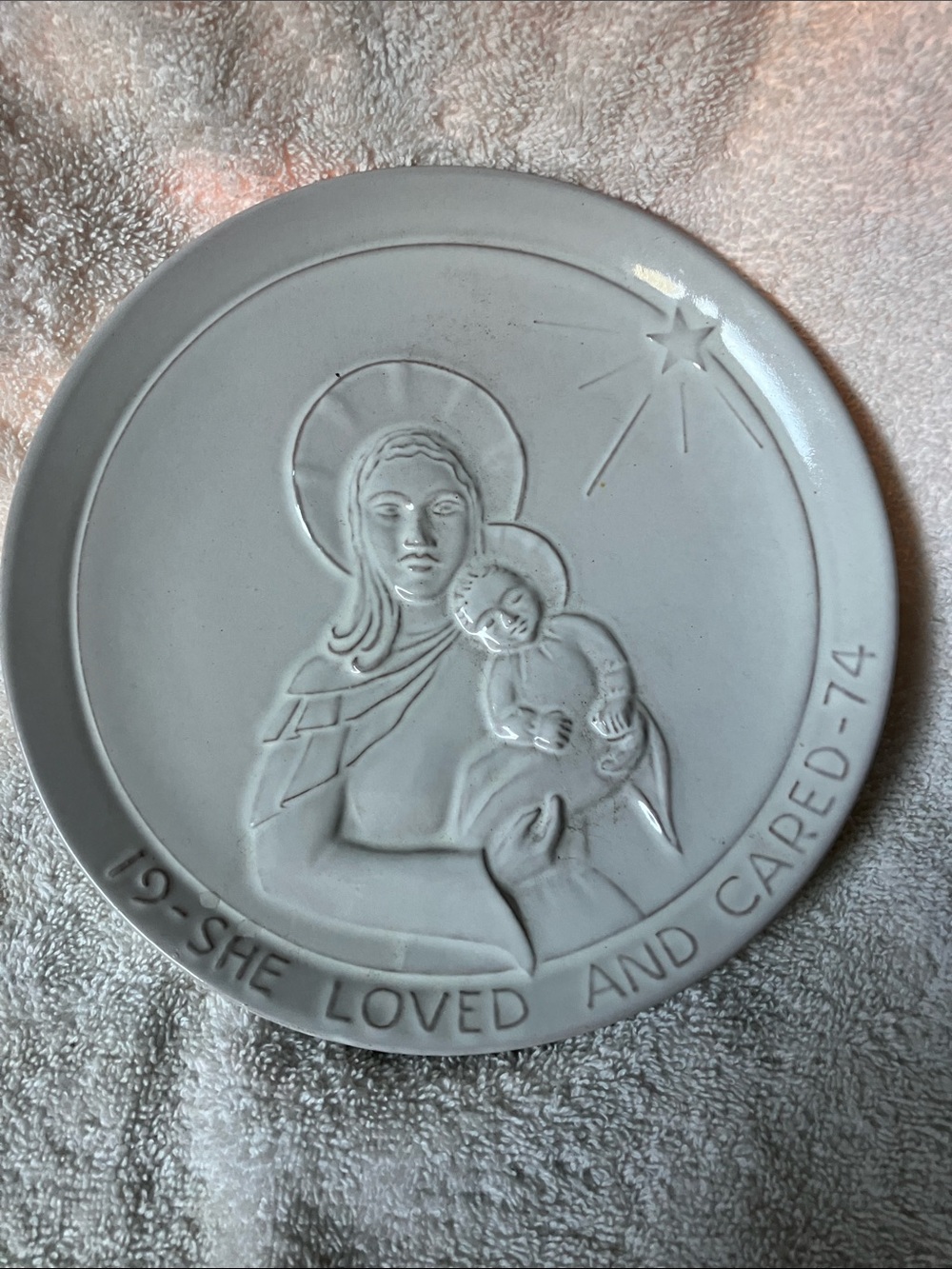 Frankoma Relief Madonna and Child Decorative Wall Plate  1974